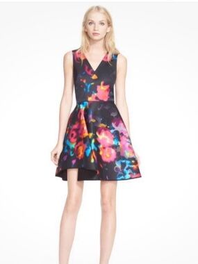 MILLY ROSETTE PRINT FIT & FLARE DRESS